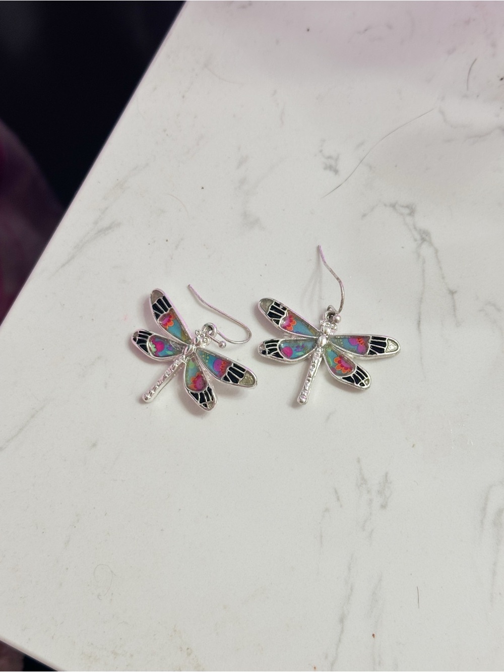 colorful dragonfly dangle earrings